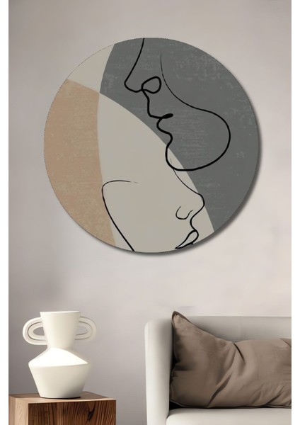 Dekoratif Minimalist Modern Sanat Birbirine Bakan Çift Duvar Tablo Ahşap Yuvarlak Tablo fiyatları