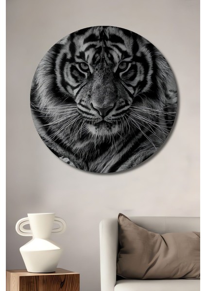 Dekoratif Siyah Beyaz Kaplan Duvar Tablo Ahşap Yuvarlak Tablo fiyatları