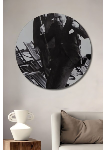 Dekoratif Atatürk Duvar Tablo Ahşap Yuvarlak Tablo fiyatları