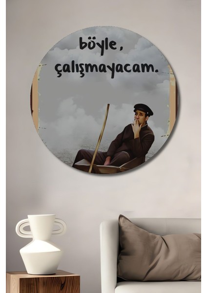 Dekoratif Tablo Kemal Sunal Yeşilçam Retro Ahşap Poster Şık Yuvarlak Duvar Dekorasyon Tablosu