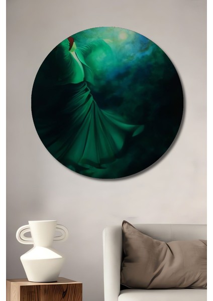 Dekoratif Semazen Spiritüel Sanat Duvar Tablo Ahşap Yuvarlak Tablo fiyatları