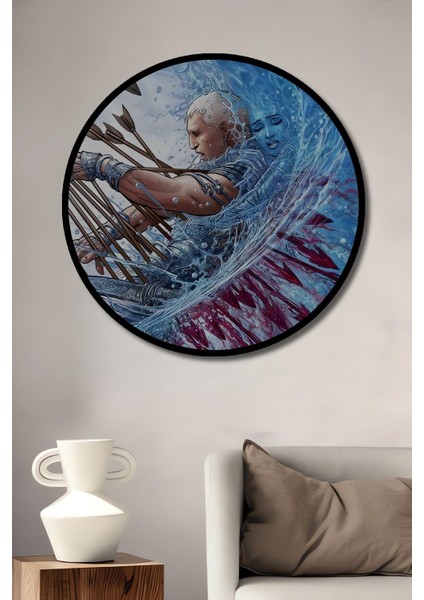 Dekoratif Savaşçıların Koruyucusu Modern Sanat Duvar Tablo Ahşap Yuvarlak Tablo