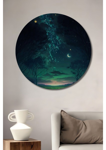 Dekoratif Modern Sanat Ormandan Gökyüzüne Bakış Duvar Tablo Ahşap Yuvarlak Tablo fiyatları