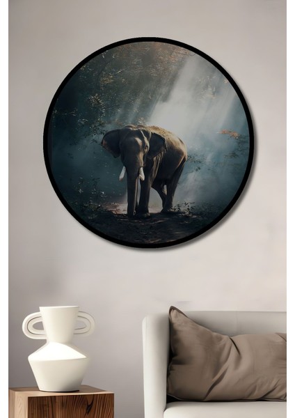 Dekoratif Ahşap Tablo Orman Fil Posteri, Fil 3 Boyutlu Şık Yuvarlak Duvar Dekorasyon Tablosu fiyatları