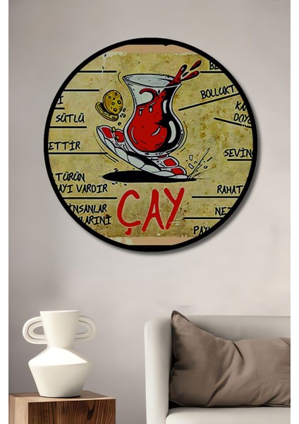 Dekoratif Ahşap Retro Tablo-Çay Şık Yuvarlak Duvar Dekorasyon Tablosu fiyatları