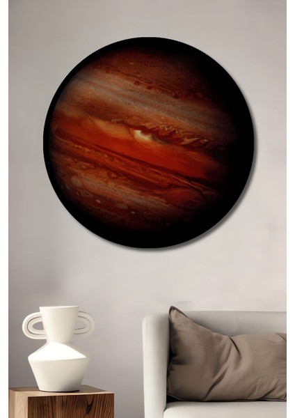 Dekoratif Jüpiter Duvar Tablo Ahşap Yuvarlak Tablo