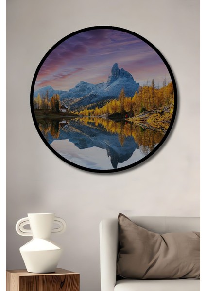 Ahşap Tablo Manzara 3 Boyutlu Dolomitler Dekor Orman Dekor Şık Yuvarlak Duvar Dekorasyon Tablosu fiyatları