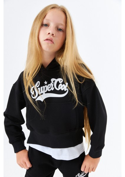 SGK-1321 Serbend Kids Kız Kapüşonlu Okul Sweat