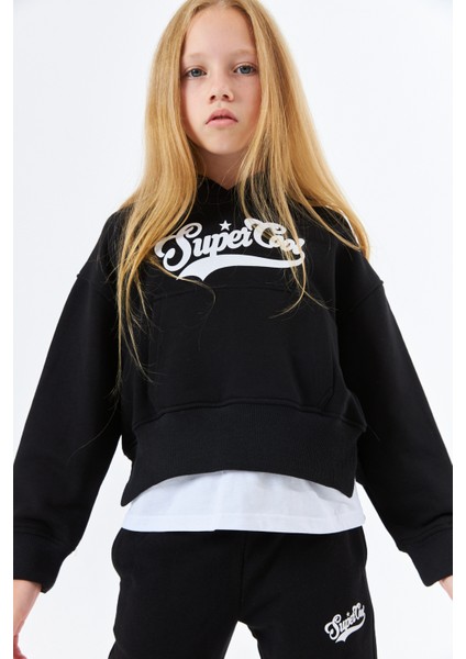 SGK-1321 Serbend Kids Kız Kapüşonlu Okul Sweat