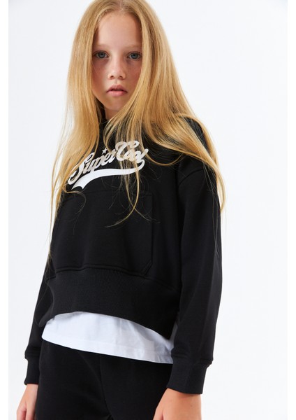 SGK-1321 Serbend Kids Kız Kapüşonlu Okul Sweat