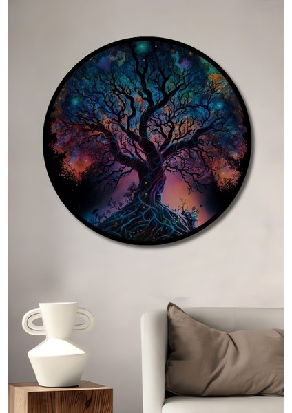 Dekoratif 3 Boyutlu Tropikal Doğa Manzara Temalı Ahşap Tablo Şık Yuvarlak Duvar Dekorasyon Tablosu fiyatları