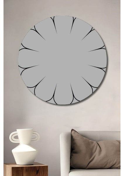 Dekoratif Minimalist Papatya Çizim Duvar Tablo Ahşap Yuvarlak Tablo