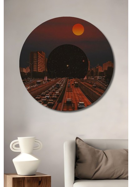 Dekoratif Sonsuzluğa Giden Yol Sürreal Sanat Duvar Tablo Ahşap Yuvarlak Tablo fiyatları