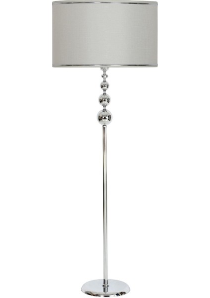 Krom Kaplama Üçlü Metal Lambader, Beyaz, Yerden Yüksekli 151-200 cm, Tek Ayaklı