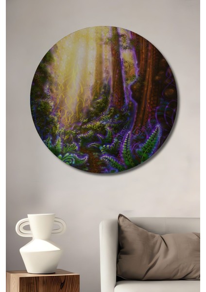 Dekoratif Büyülü Orman Sanatsal Duvar Tablo Ahşap Yuvarlak Tablo fiyatları
