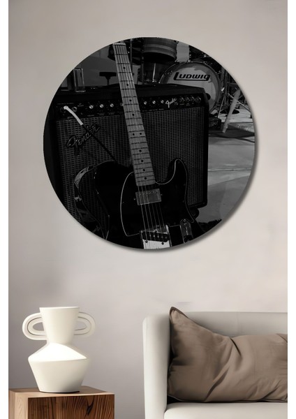 Dekoratif Gitar ve Bateri Enstrümanlar Duvar Tablo Ahşap Yuvarlak Tablo fiyatları