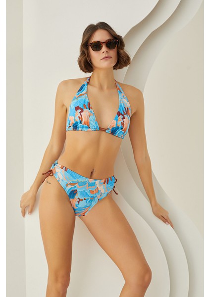 Renkli Mixed Boyundan Bağlamalı Üçgen Tek Üst Bikini fiyatları