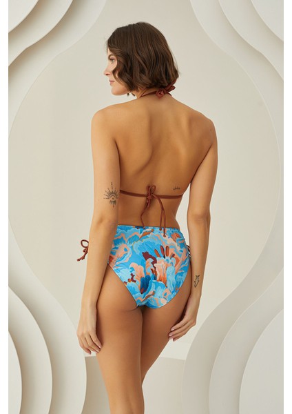 Renkli Mixed Boyundan Bağlamalı Üçgen Tek Üst Bikini fırsatları