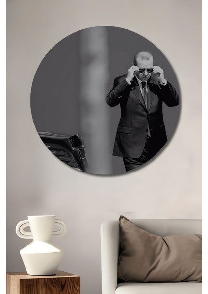 Dekoratif Recep Tayyip Erdoğan Duvar Tablo Ahşap Yuvarlak Tablo fiyatları