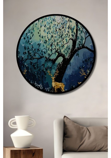 Dekoratif Ahşap Tablo Hayvan 3 Boyutlu Ay Poster, Orman Hediye Şık Yuvarlak Duvar Dekorasyon Tablosu fiyatları