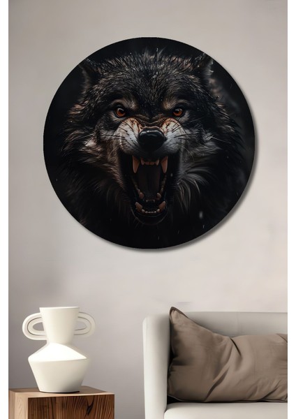 Dekoratif Kükreyen Kurt Duvar Tablo Ahşap Yuvarlak Tablo fiyatları