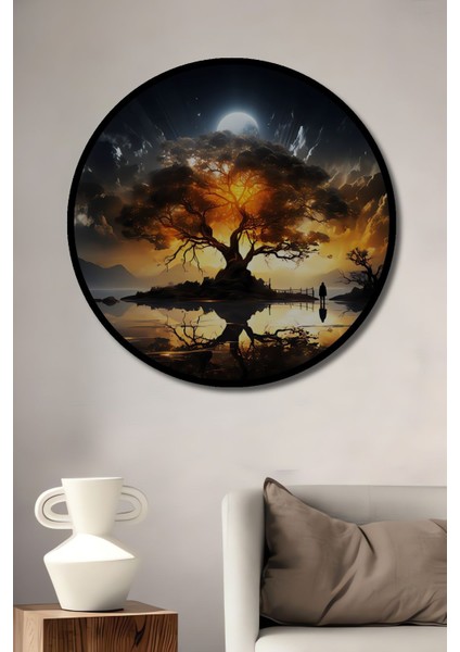 Ahşap Düşünce Ağacı Duvar Tablosu - Oturma Genç Odası Ofis Için Dekor Yuvarlak Duvar Tablo fiyatları