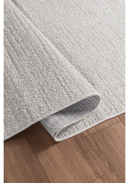 Natura Premium Kaymaz Tabanlı Doğal Yıkanabilir Kilim Oturma Odası Balkon Bahçe Mutfak Kilim Bk101-Kemık