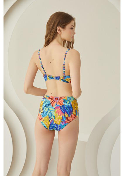 Renkli Fresh Flower Kaplı Desteksiz Tek Üst Bikini