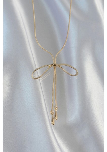 Pirinç Gold Renk Fiyonk Model Asansörlü Kolye fiyatları