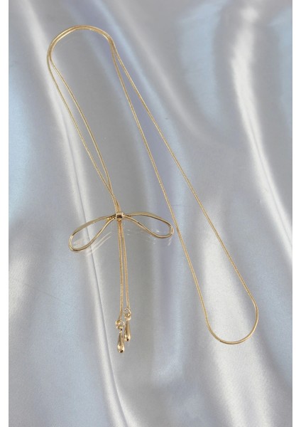 Pirinç Gold Renk Fiyonk Model Asansörlü Kolye modelleri