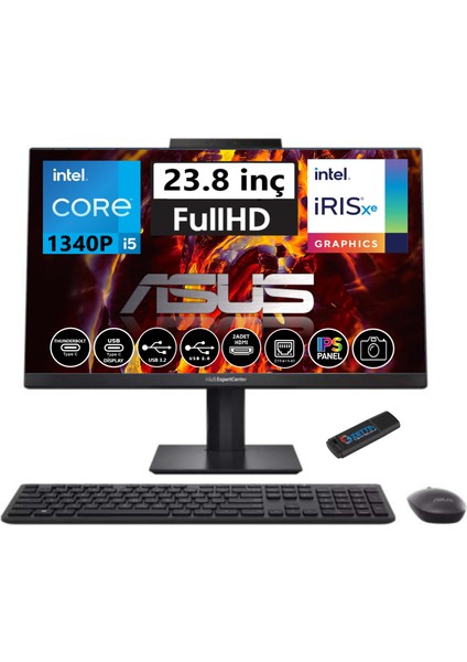 Expertcenter E5402WVAT Intel Core I5 1340P 8gb 2tb SSD WIN11H 23.8 IPS All In One Bilgisayar AIOI58512B0D24+ZETTAUSBBELLEK