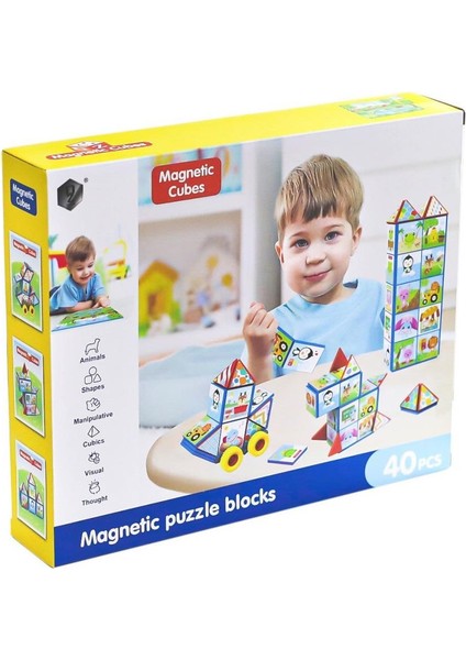 Nessiworld KZL-HD349A Manyetik Zeka Küpü 40 Parça -Kızılkaya Oyuncak