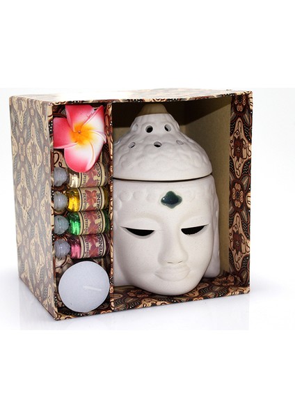 Seramik Buda Büstü Buhurdanlık Seti No:03