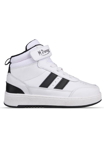 Büyük Çocuk Bağcıklı / Velcro Beyaz-Siyah Sneaker Bot