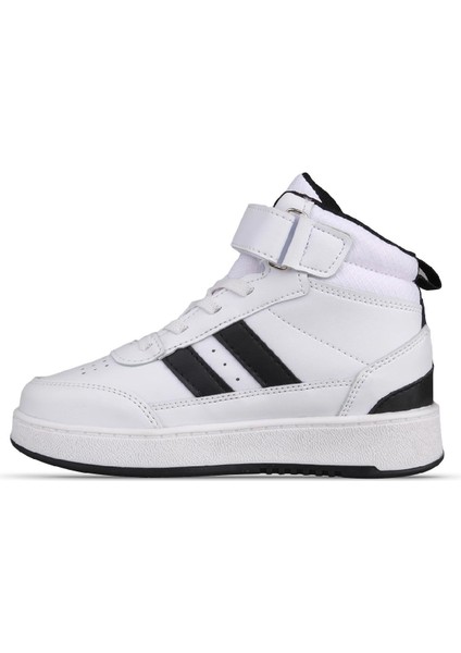 Büyük Çocuk Bağcıklı / Velcro Beyaz-Siyah Sneaker Bot