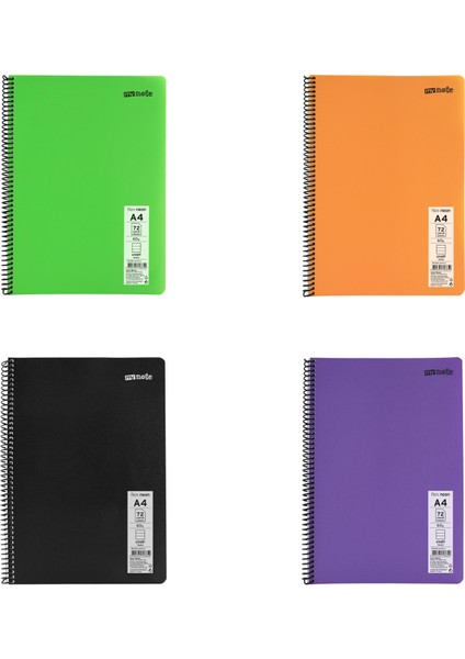 Flex Neon A4 Defter 72 Yaprak Çizgili Defter 4 Adet