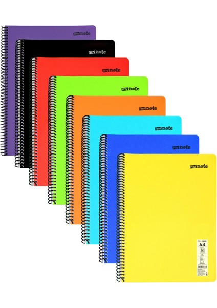 Flex Neon A4 Defter 72 Yaprak 6 Kareli 2 Çizgili Defter Seti