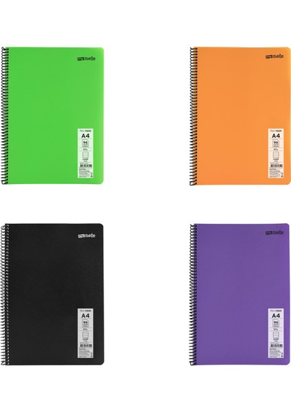 Flex Neon A4 Defter 96 Yaprak Çizgili Defter 4 Adet