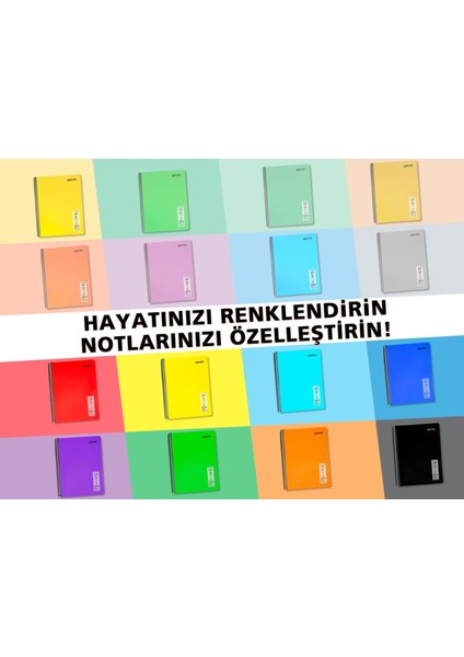 Flex Neon A4 Defter 80 Yaprak 6 Kareli 2 Çizgili Defter Seti