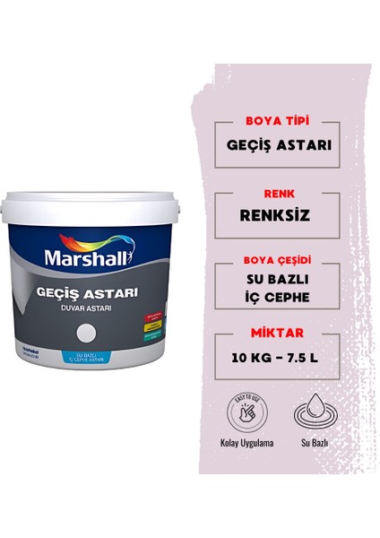 Geçiş Astarı, Su Bazlı İç Cephe Duvar Astarı 7.5 L - 10 Kg