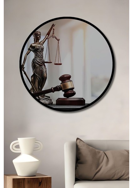 Themis Heykeli Kılıç Terazi Adalet Tokmağı Hakim Savcı Hukuk Bürosu Yatay Ahşap Tablo Yuvarlak Tablo fiyatları