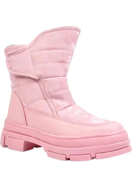 Kamuflajlı Fermuarlı Çocuk Botu (31-35) Pembe