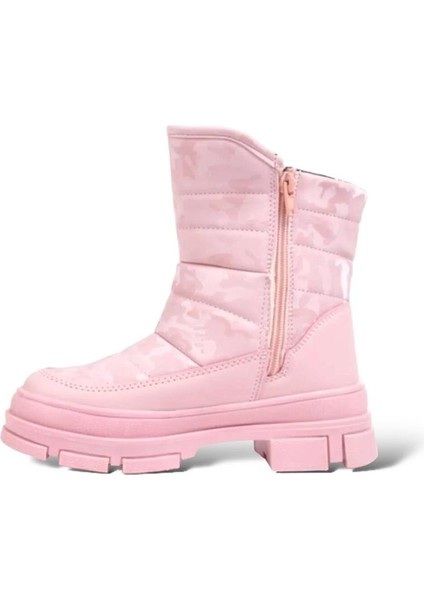 Kamuflajlı Fermuarlı Çocuk Botu (31-35) Pembe
