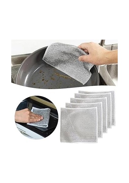 1 Adet 20X20 Inox Tel Bez Zor Kir Bezi, Inox Telli Bulaşık Bezi, Mutfak Banyo Bezi