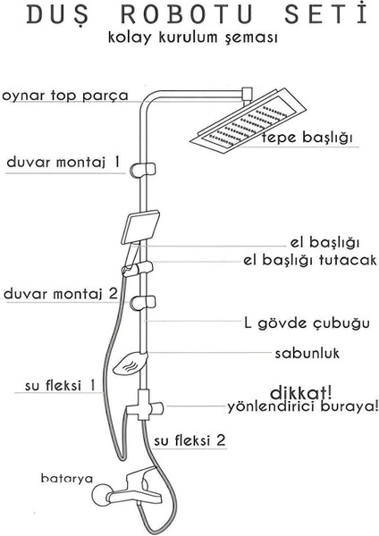 Byka Siyah Başlıklı Kaliteli Robot Kare Duş Sistemi Çok Fonksiyonlu Yağmurlama Duş Seti