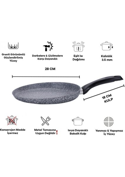 Ultra Granit Krep Tavası 28 cm