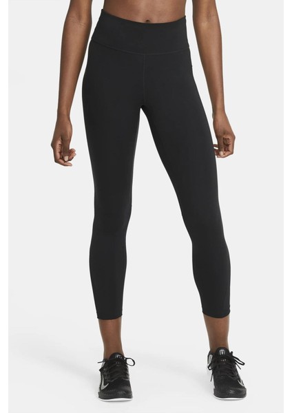 One Dri Fit Mid Rise Leggings 7/8 Toparlayıcı 2 Cepli Siyah Tayt