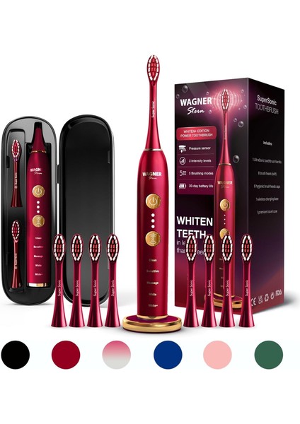 Wagner Stern Stern Whiten+ Edition Basınç Sensörlü Elektrikli Diş Fırçası 48.000 Vpm 5 Mod 8 Yumuşak Fırça Başlığı