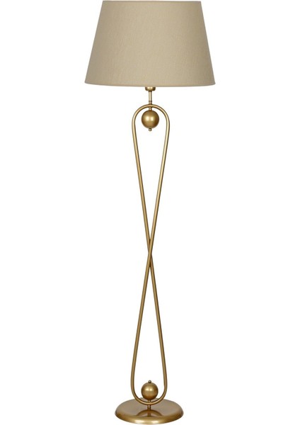 Hasır Bej Metal Lambader, Yerden Yüksekliği 151-200 cm, Tek Ayaklı, Şık ve Modern Tasarım