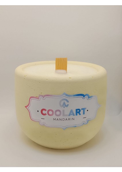 Coolart Special Design Büyük Beton Kalıp Mandalina Esanslı Mum (Sarı)